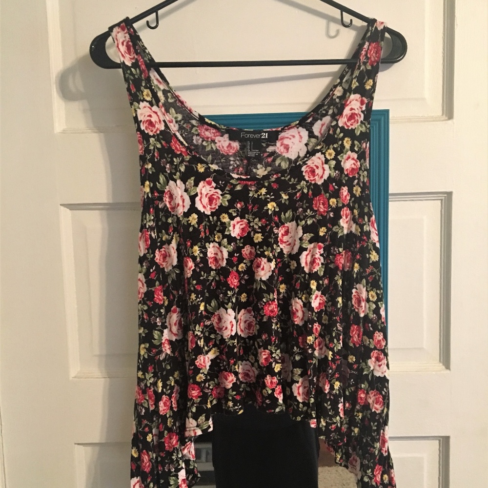 Black Flowered Tank